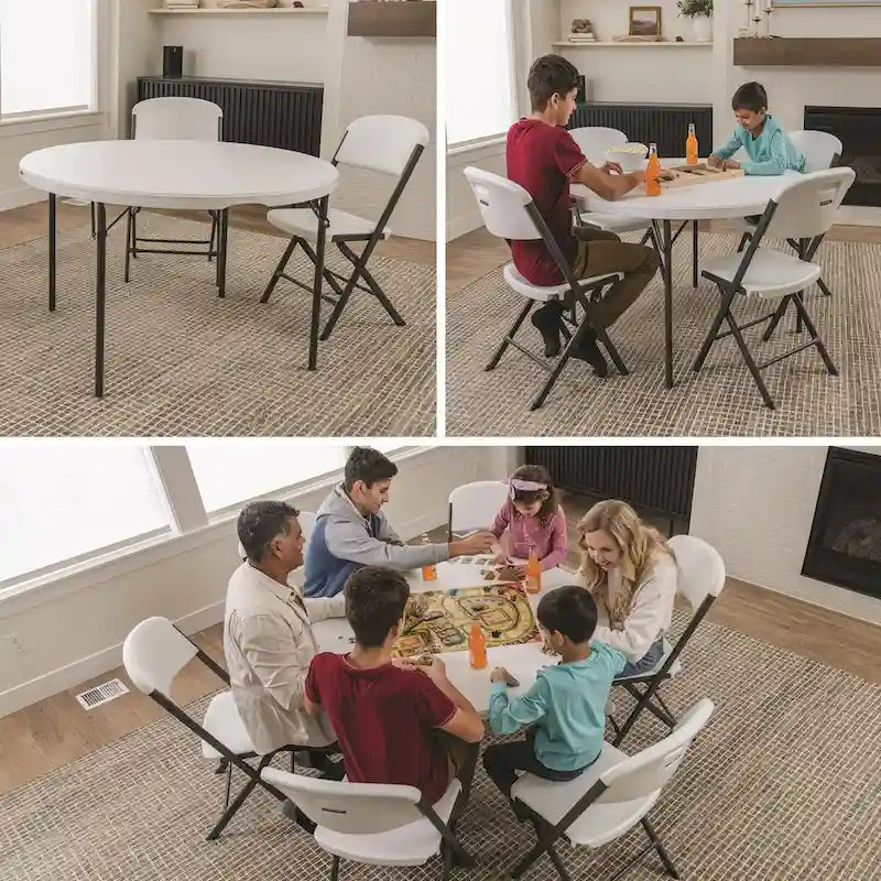 Table ronde pliante Lifetime de 48 pouces, qualité commerciale légère, intérieure/extérieure, blanche