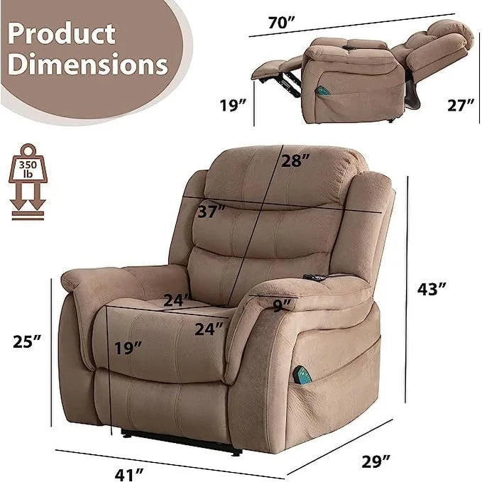 Fauteuil inclinable à plat releveur électrique pour personnes âgées avec massage et chauffage