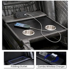 Canapé inclinable électrique avec chargeur sans fil, liseuse pour salon, lumière LED en similicuir, port AC/USB, porte-gobelet, noir