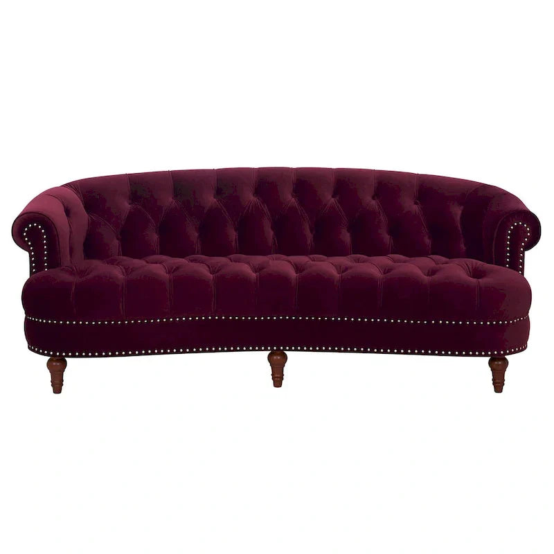 Canapé capitonné chesterfield La Rosa 84 en velours, style moderne du milieu du siècle