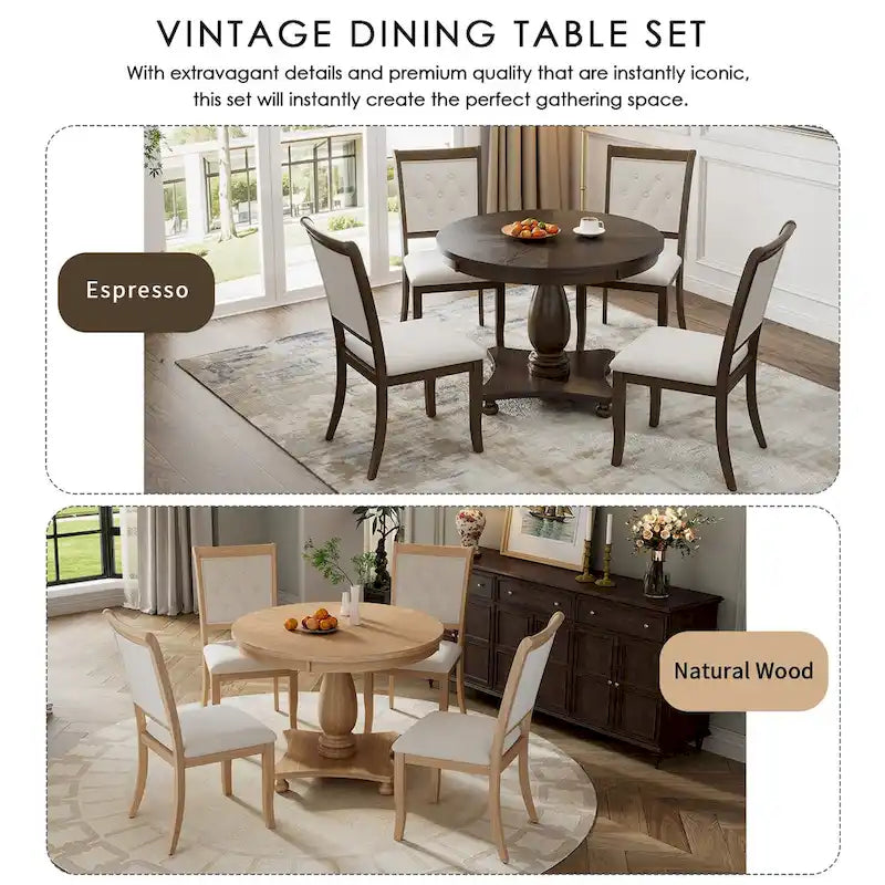 Ensembles de salle à manger 5 pièces Lak Retro avec chaises rembourrées par GDFStudio