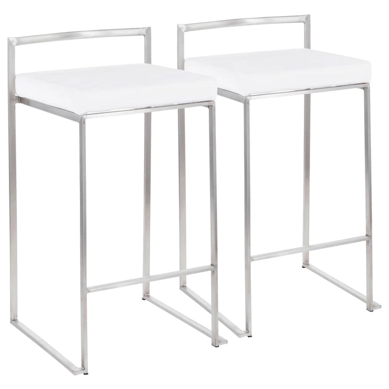 Tabouret de comptoir Silver Orchid Forrest en acier inoxydable empilable et entièrement soudé (lot de 2)