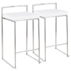 Tabouret de comptoir Silver Orchid Forrest en acier inoxydable empilable et entièrement soudé (lot de 2)