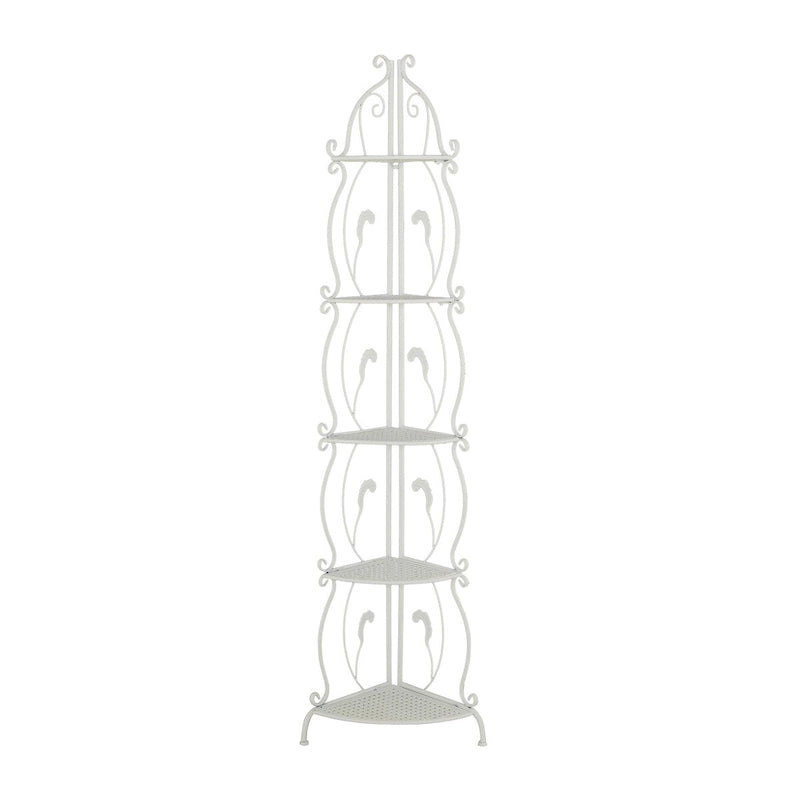 Étagère de Boulanger Pliable Haute à 5 Niveaux en Métal Décoratif pour Intérieur/Extérieur - Or ou Blanc - Roche River Decor