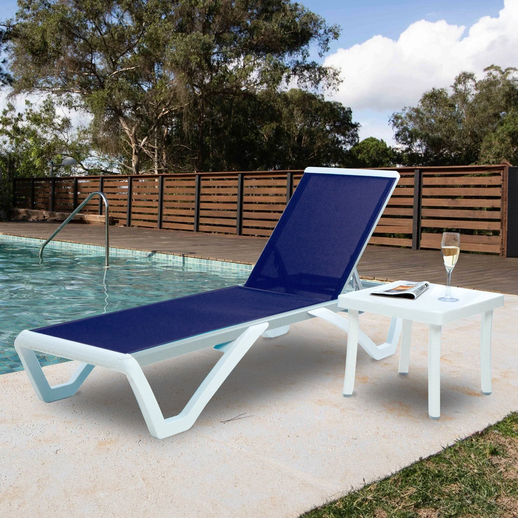 Kozyard Alan Chaise longue de patio inclinable et réglable, entièrement plate, en aluminium et résine de polypropylène