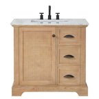 Meuble sous-vasque Hervas avec plateau en marbre naturel, sans miroir