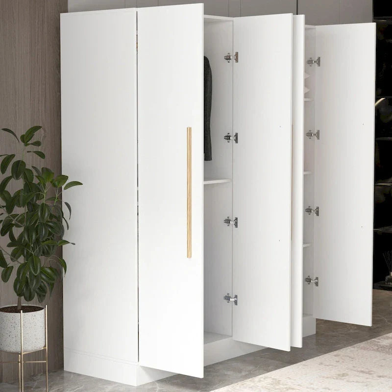 Armoire moderne autoportante en bois massif avec étagères de rangement