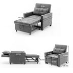 Fauteuil Lit Futon Convertible Fauteuil 3-en-1 Fauteuils Lits avec Ports USB