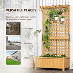 Jardinière en bois Outsunny avec treillis, lit de jardin surélevé pour plantes grimpantes avec trous de drainage et toit