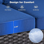 OVIOS Ensemble de conversation 5 pièces en osier à dossier haut pour patio