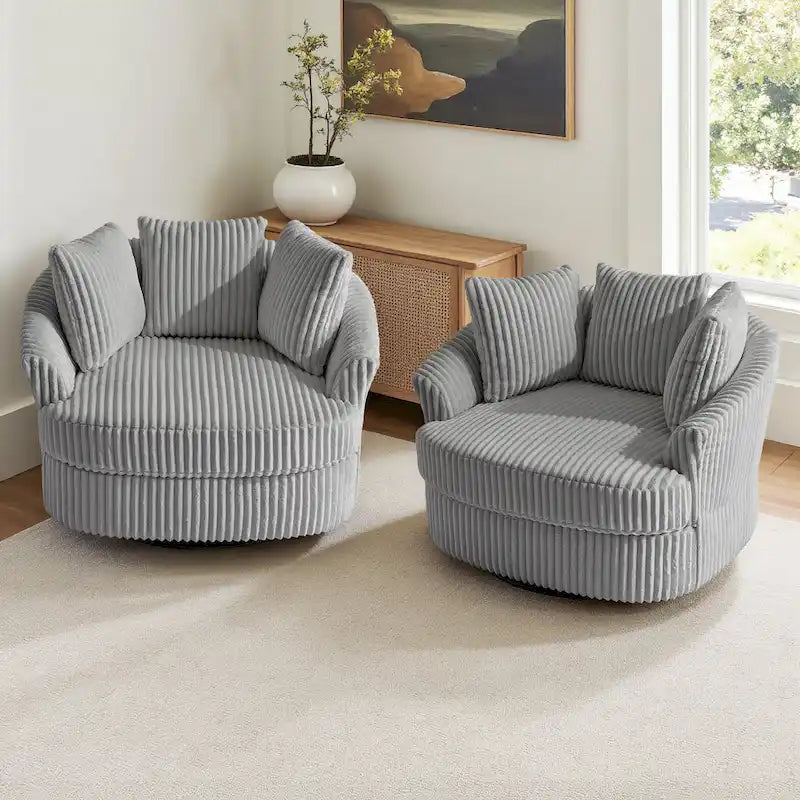 DREAMSIDEA Lot de 2 fauteuils pivotants recouverts de tissu, accoudoirs encastrés