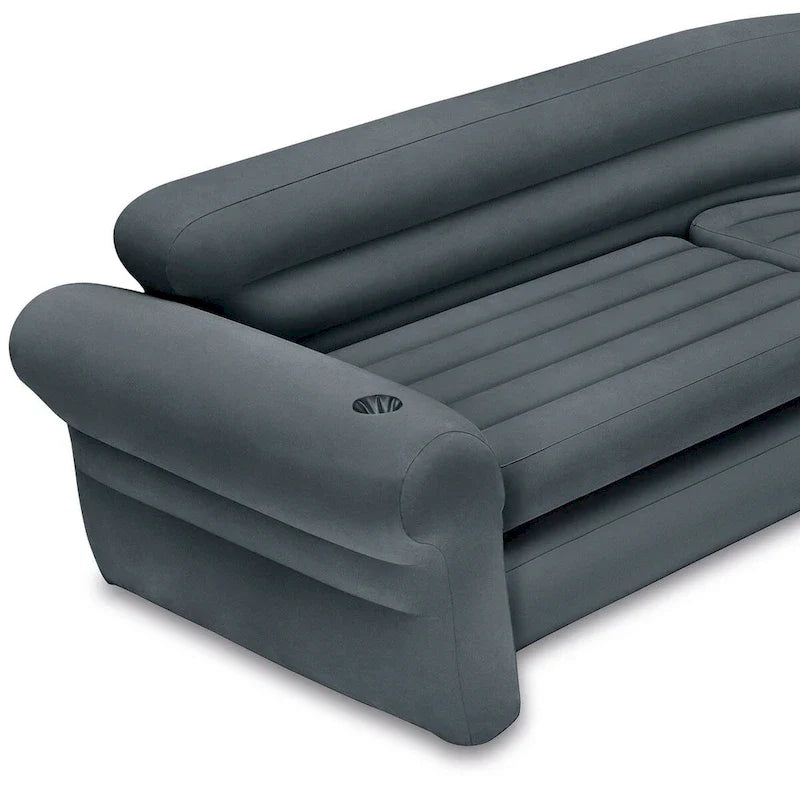 Canapé d'angle gonflable Intex en forme de L avec porte-gobelets, gris (lot de 2) - 26