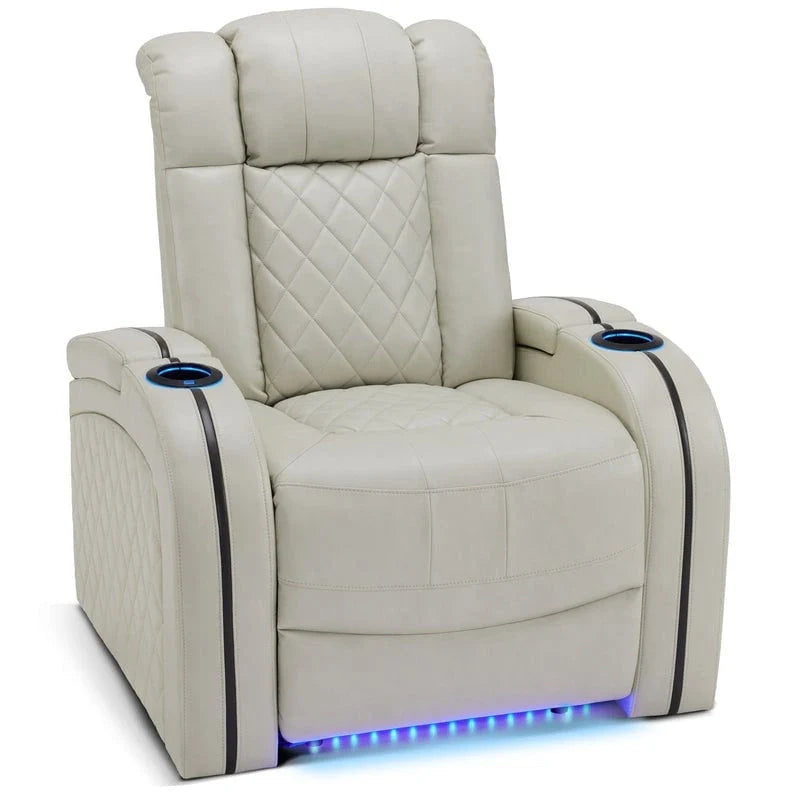 Fauteuil inclinable électrique MCombo avec appuie-tête réglable, siège de cinéma maison à deux moteurs avec port USB, cuir respirant HTS411