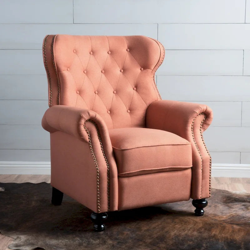 Fauteuil inclinable en tissu touffeté Walder avec têtes de clous par Christopher Knight Home