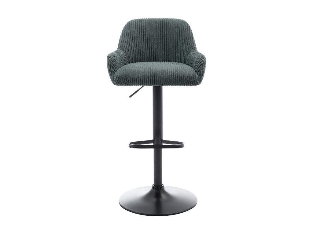 Set of 2 corduroy and black metal bar stools - Adjustable height - Green - Doucezen
