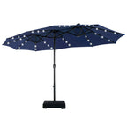 MAISON ARTS Parasol excentré rectangulaire de 4,5 m avec manivelle, parasol de marché double face d'extérieur avec lumières LED solaires et base incluse