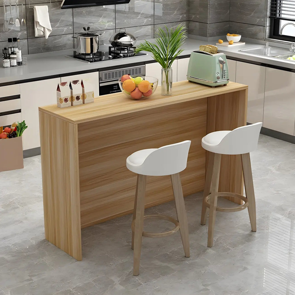 Table de bar longue rectangulaire blanche en bois pour salon