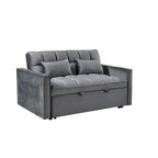 Causeuse futon moderne en velours avec dossier inclinable et poches, 2 places — Gris foncé / Gris clair / Bleu / Noir
