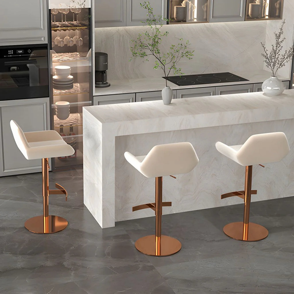 Tabourets de bar pivotants en cuir minimalistes à dossier bas pour la cuisine