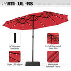 MAISON ARTS Parasol excentré rectangulaire de 4,5 m avec manivelle, parasol de marché double face d'extérieur avec lumières LED solaires et base incluse