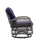 Ensemble de 3 chaises de jardin pivotantes et basculantes d'extérieur, ensemble de conversation de terrasse à 360 degrés