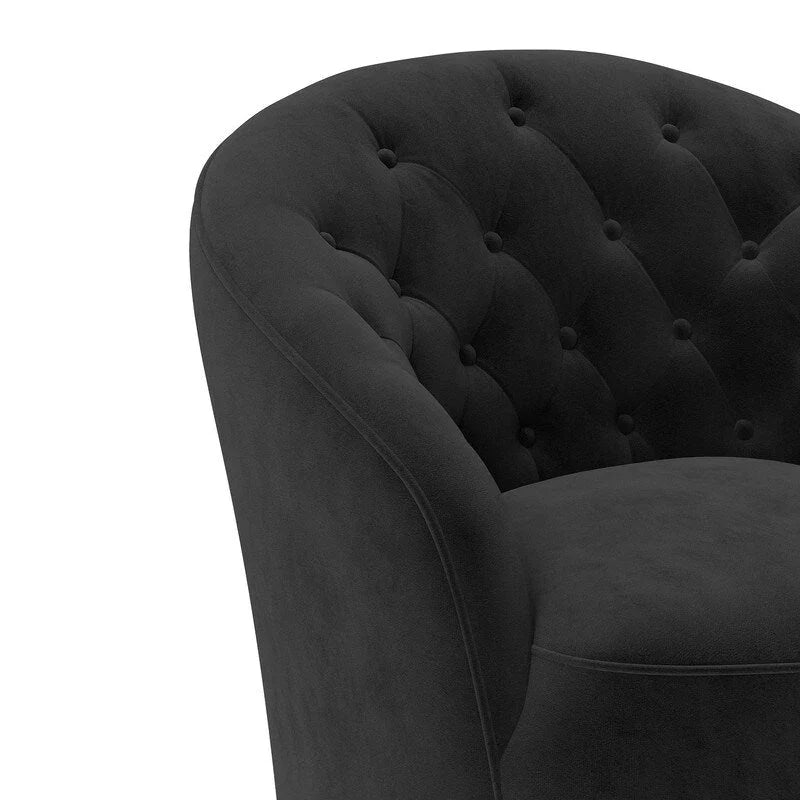 Fauteuil club pivotant à 360 degrés en velours avec dossier capitonné