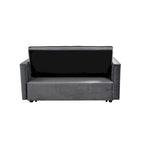 Causeuse futon moderne en velours avec dossier inclinable et poches, 2 places — Gris foncé / Gris clair / Bleu / Noir