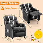 Fauteuil inclinable pour enfants Gymax Canapé ergonomique en cuir avec repose-pieds