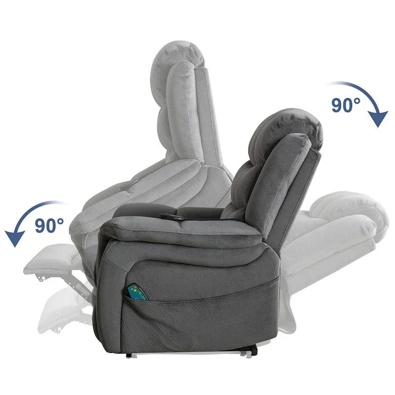 Fauteuil inclinable à plat releveur électrique pour personnes âgées avec massage et chauffage