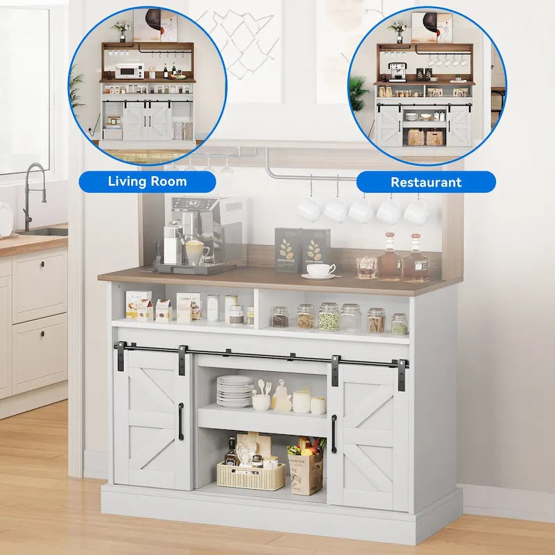 Meuble bas de bar à café Moasis Farmhouse - 38,4 P x 119,9 L x 130,8 H