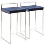 Tabouret de comptoir Silver Orchid Forrest en acier inoxydable empilable et entièrement soudé (lot de 2)