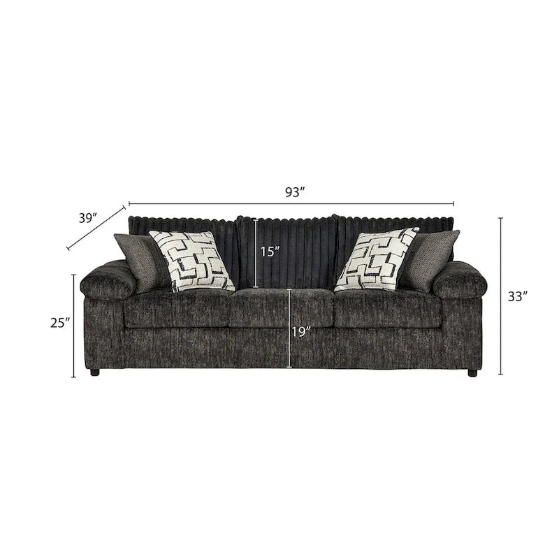 Ensemble canapé, causeuse et fauteuil câlin en velours côtelé à grosses côtes Nason de Roundhill Furniture