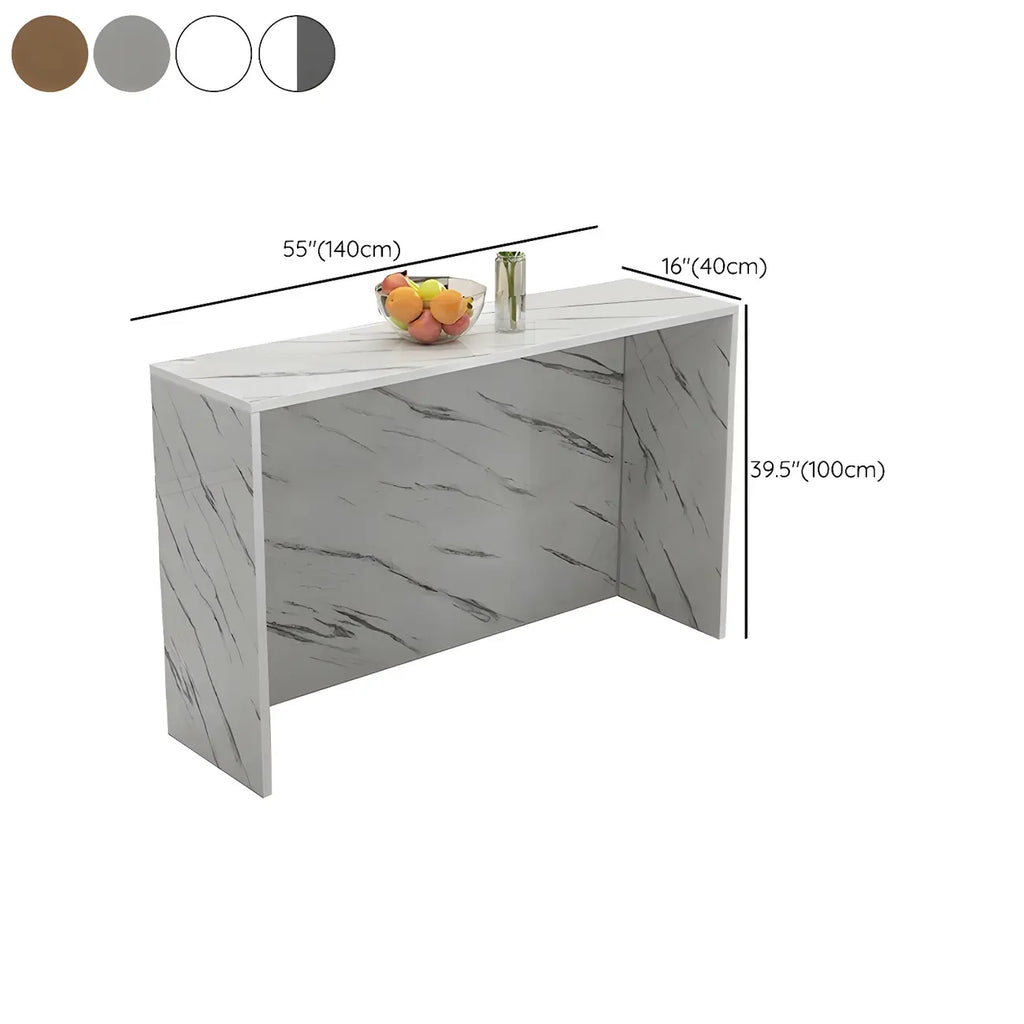 Table de bar longue rectangulaire blanche en bois pour salon