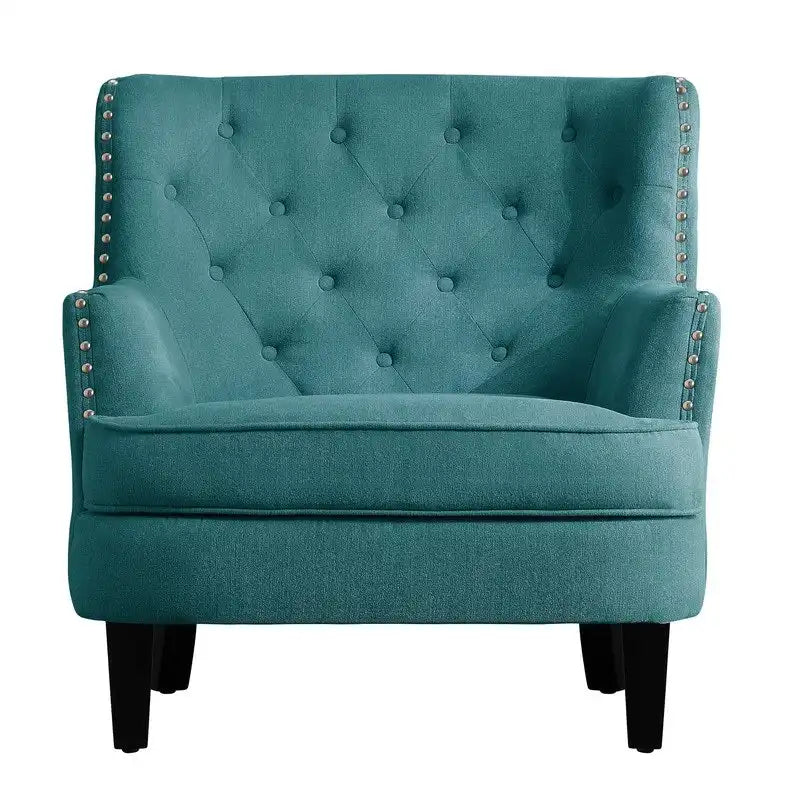 Moser Bay Mignon Fauteuil d'appoint à oreilles capitonné large de 76 cm en velours et lin