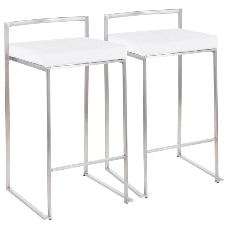 Tabouret de comptoir Silver Orchid Forrest en acier inoxydable empilable et entièrement soudé (lot de 2)