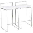 Tabouret de comptoir Silver Orchid Forrest en acier inoxydable empilable et entièrement soudé (lot de 2)