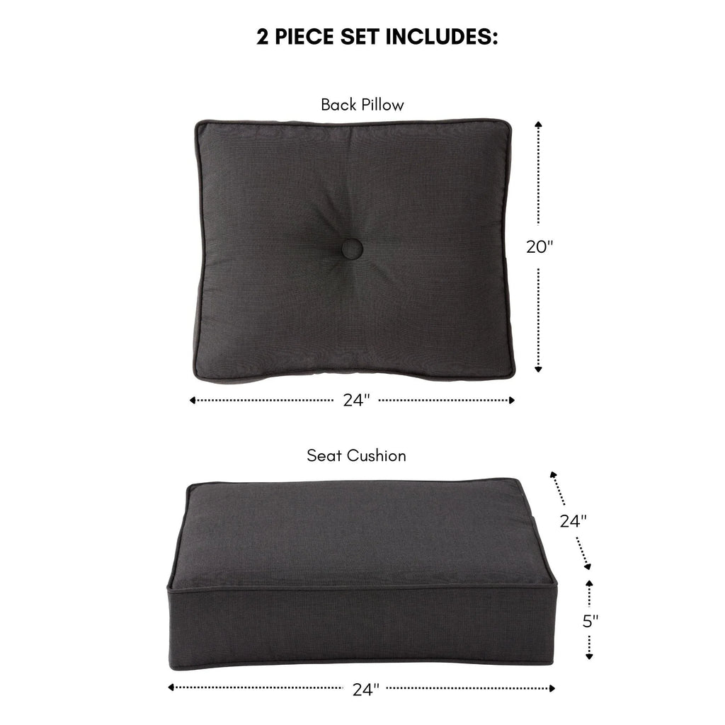 Ensemble de deux coussins d'extérieur haut de gamme Sunbrella pour assise profonde