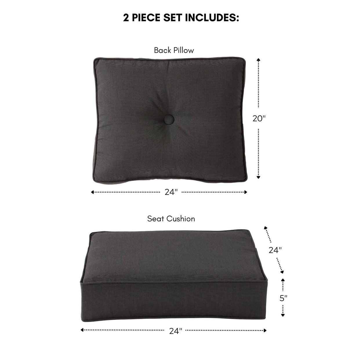 Ensemble de deux coussins d'extérieur haut de gamme Sunbrella pour assise profonde