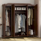 Palace Imports Kyle Armoire 4 portes 100 % en bois massif avec portes en bois massif ou portes miroir
