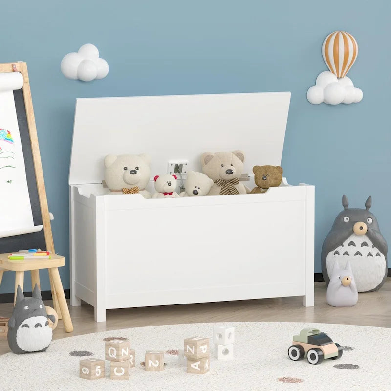Coffre à jouets en bois pour enfants avec couvercle à charnière de sécurité, pour les 3 ans et plus