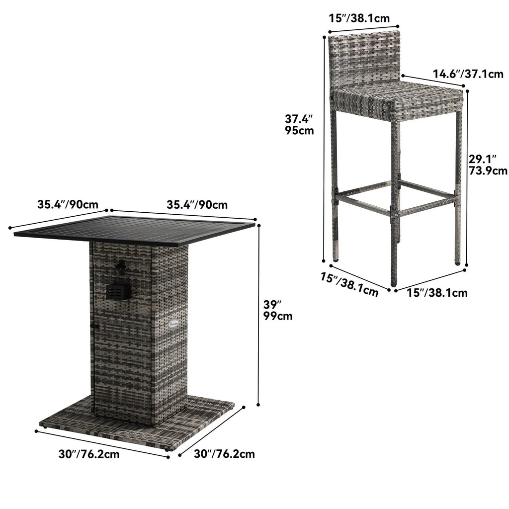 Ensemble de bar extérieur en osier Moasis 5 pièces - 5 PCS