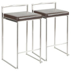 Tabouret de comptoir Silver Orchid Forrest en acier inoxydable empilable et entièrement soudé (lot de 2)