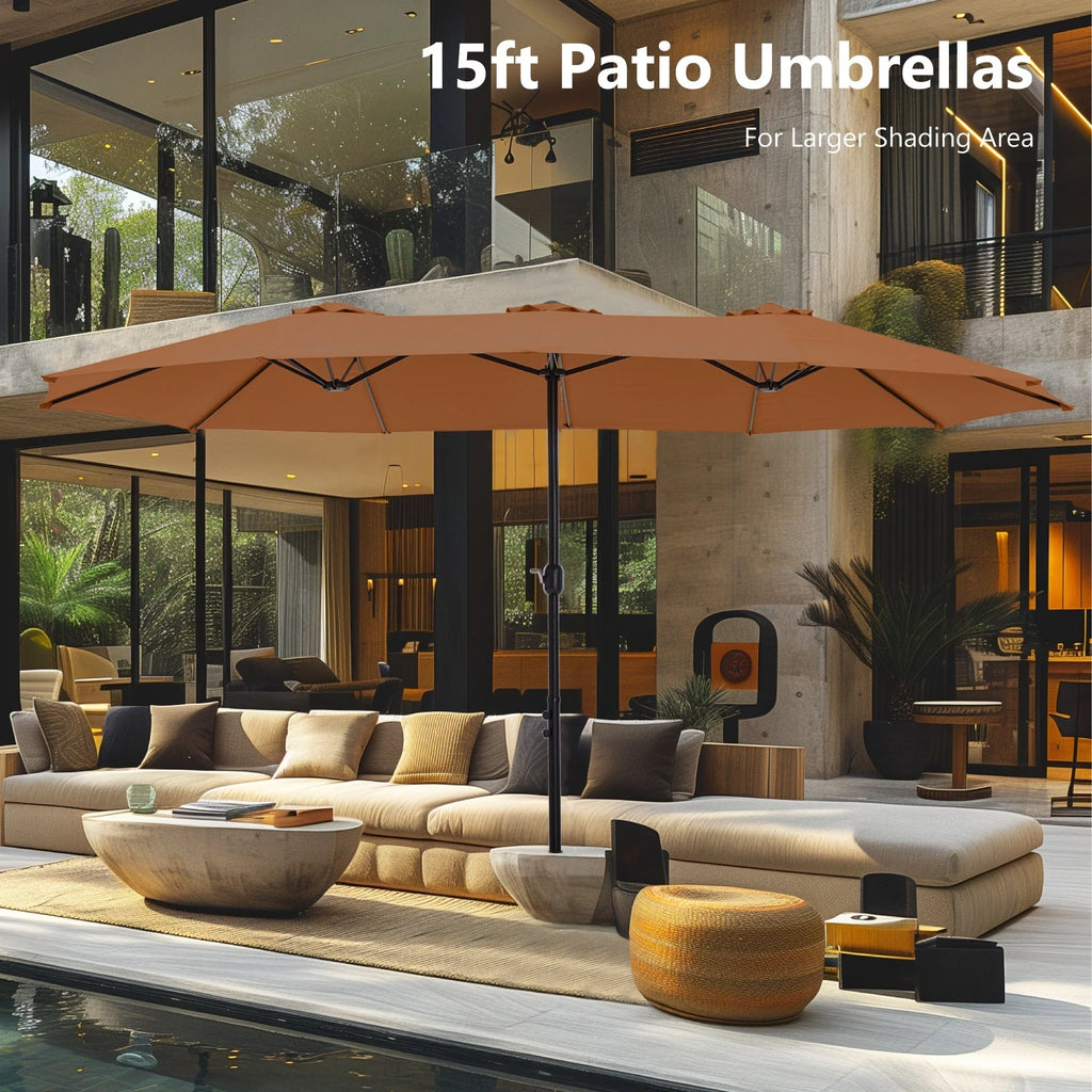 MAISON ARTS Grand Parasol Double Face de 4,5 m avec Base Incluse pour Patio