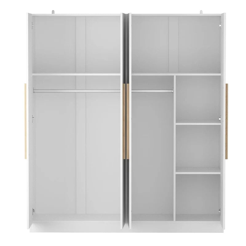 Armoire moderne autoportante en bois massif avec étagères de rangement