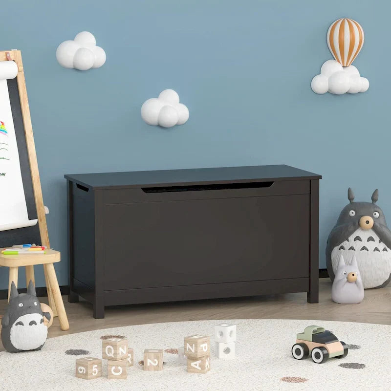 Coffre à jouets en bois pour enfants avec couvercle à charnière de sécurité, pour les 3 ans et plus