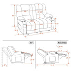 Causeuse inclinable électrique MCombo avec fonction chauffage et massage, en tissu PR648