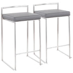 Tabouret de comptoir Silver Orchid Forrest en acier inoxydable empilable et entièrement soudé (lot de 2)