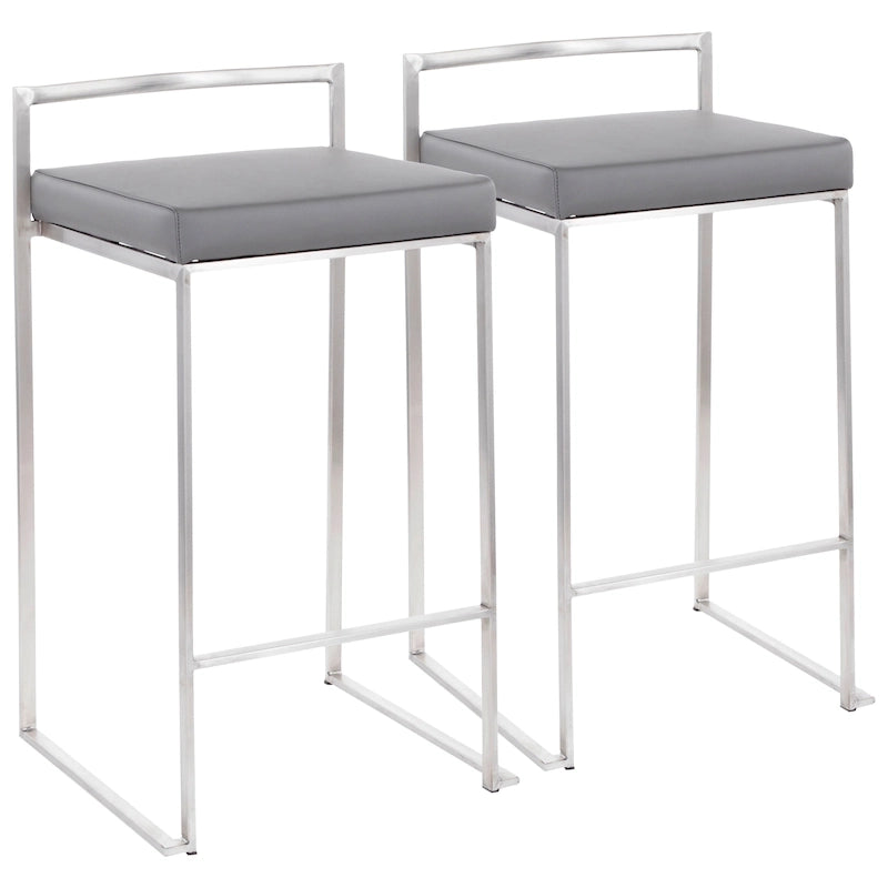 Tabouret de comptoir Silver Orchid Forrest en acier inoxydable empilable et entièrement soudé (lot de 2)