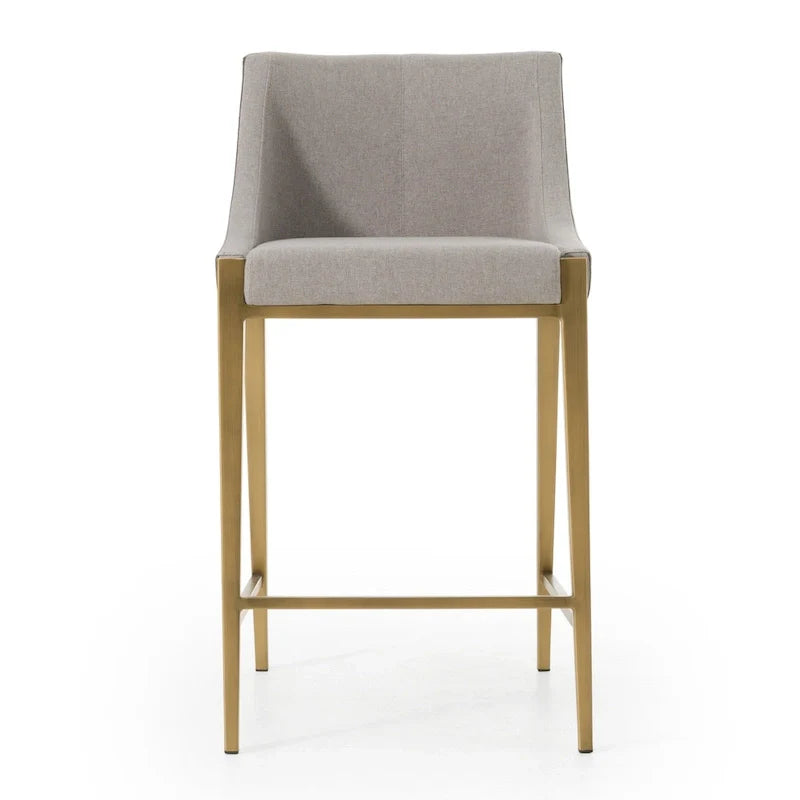 Tabouret de comptoir contemporain Modrest Fairview gris et laiton