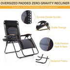 Fauteuil de relaxation zéro gravité XL surdimensionné rembourré avec accoudoirs plus larges et porte-gobelet réglable - N/A